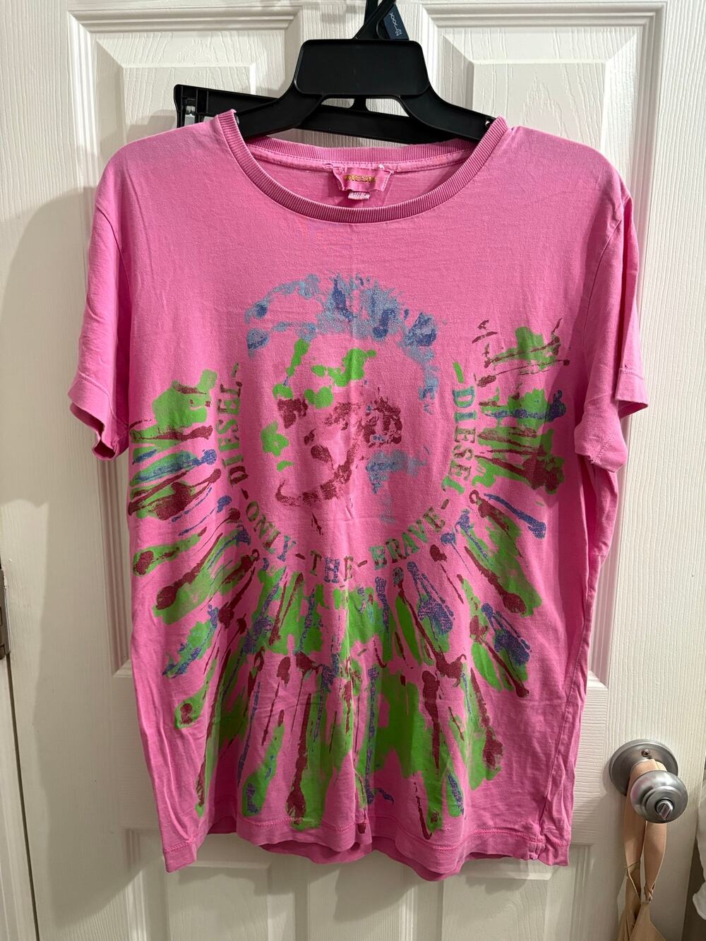 vintage pink Diesel "Only the Brave" graphic t-shirt size large